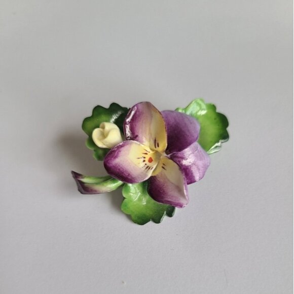 Vintage Signed Collectible Cara China Purple Flower Floral Brooch London - Picture 7 of 8
